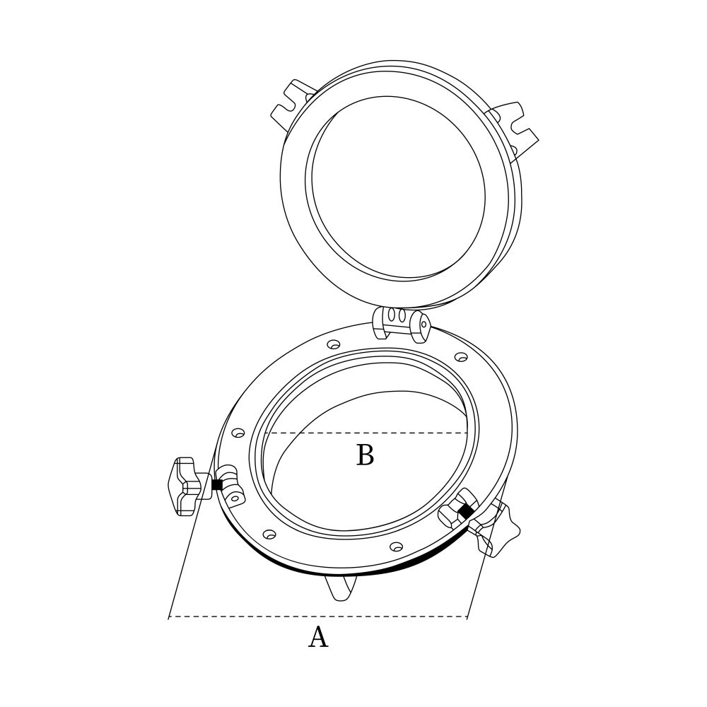Plastic Round Marine Opening Porthole Window Dimension Diagram