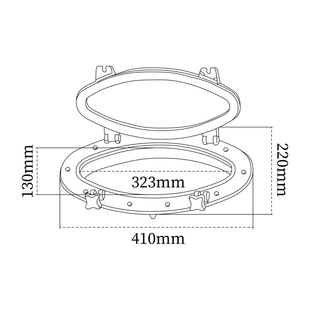 Plastic Oval Marine Opening Porthole Window Dimension Diagram