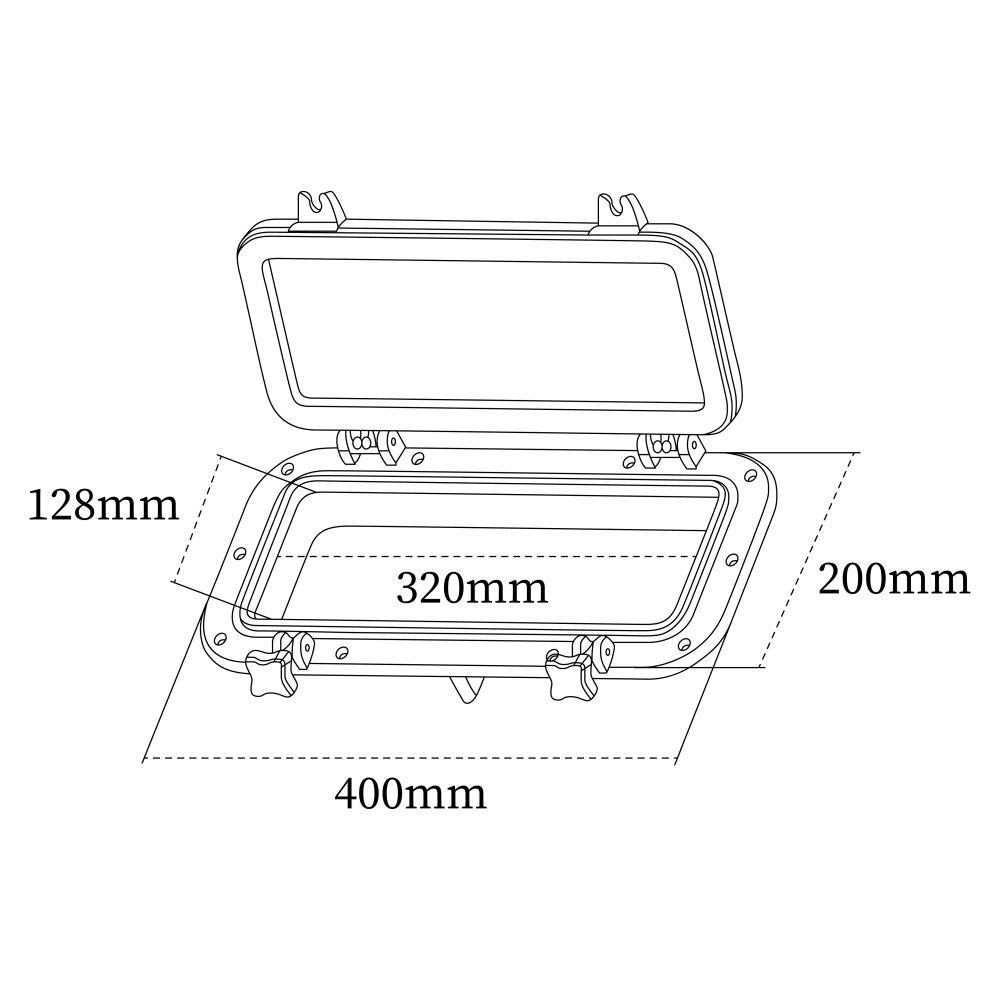 Plastic Rectangular Marine Opening Porthole Window Dimension Diagram